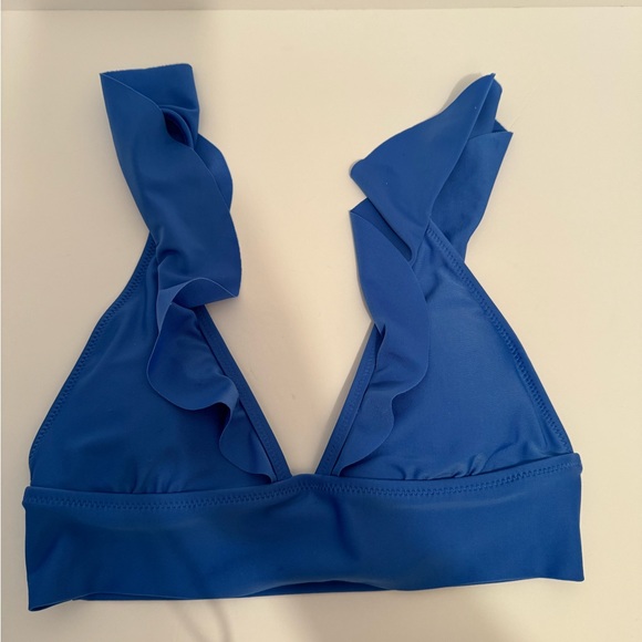 Aerie Triangle Ruffle Adjustable Strap Pull Over Bikini Top Size S/P Royal Blue - Picture 4 of 5